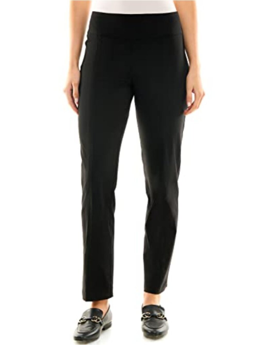 Pull-On Pants Woven Stretch Slim Fit Straight Leg Flat Front Back Pockets